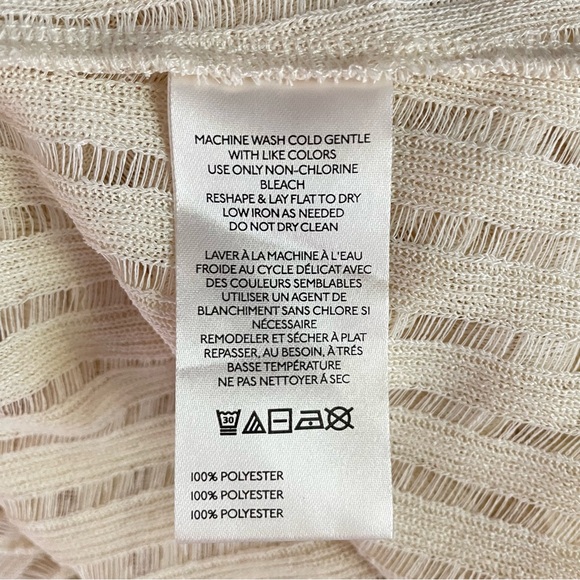 New! By Anthropologie Long-Sleeve Sheer Striped Crop Blouse 26578 - Picture 9 of 11